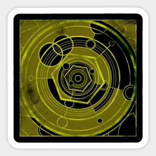 Weathered Clockwork - Yellow (Gallifreyan inspired) Sticker